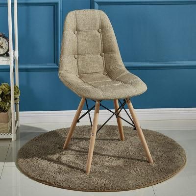 Nordic Restaurant PU Leather Upholstered Dining Chair with Solid Wood Legs