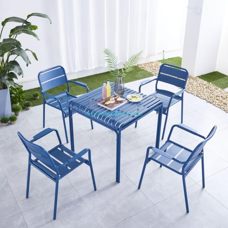 Comfortable Aluminum Bistro Garden Table Set Garden Restaurant Table Weather Resistance 4 Seater Modern Dining Outdoor Table