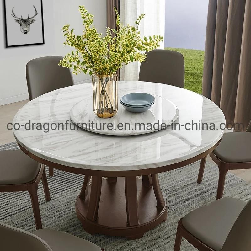 Modern Dining Table 6 Seats with Wooden and Marble Top