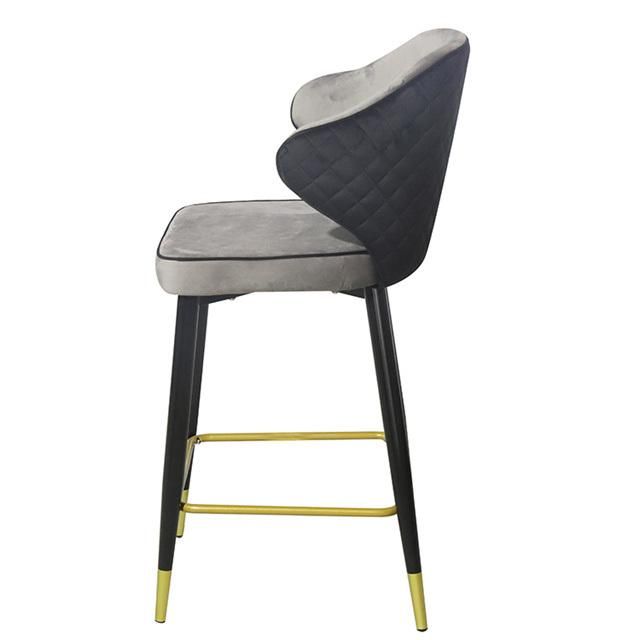 Italian Modern Plush Velvet High Bar Chair