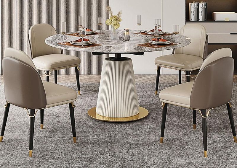 Extension White Slate Rectangle Rotary Function Dining Table