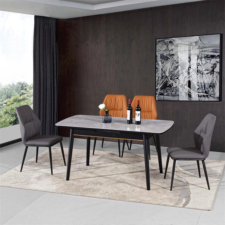 Stylish Design Square Shaped Designer White Solid Surface/Artificial Marble 6 Seats Dining Table