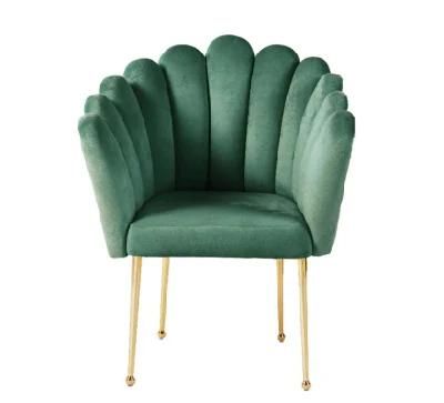 Nordic Style Contemporary Colorful Velvet Dining Chair with Golden Legs