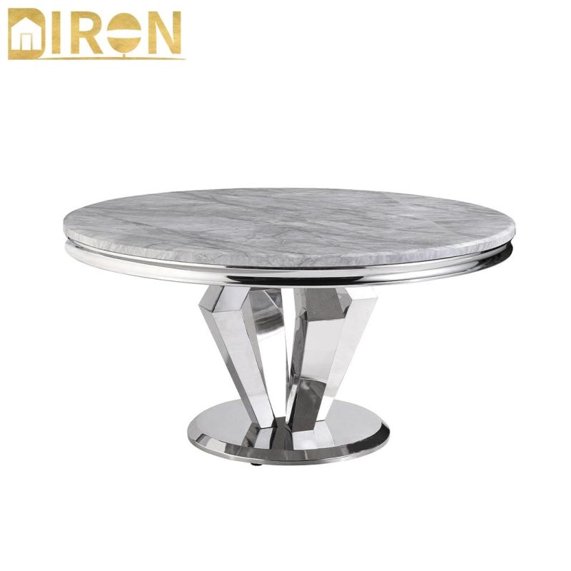 Wholesale Round Corner Stainless Steel Marble Top Dining Table