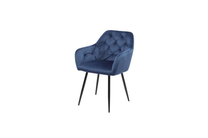 Modern Style Colorful Fabrics with Metal Leg High Back Quality Restaurant Velvet Dining Chair