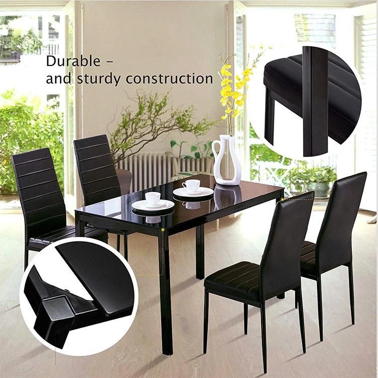 Modern Hot Simple Style High Strength Glass Black Dining Table