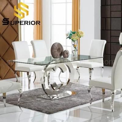 Home Furniture Set Wholesale Luxury Silver Rectangle Dining Table