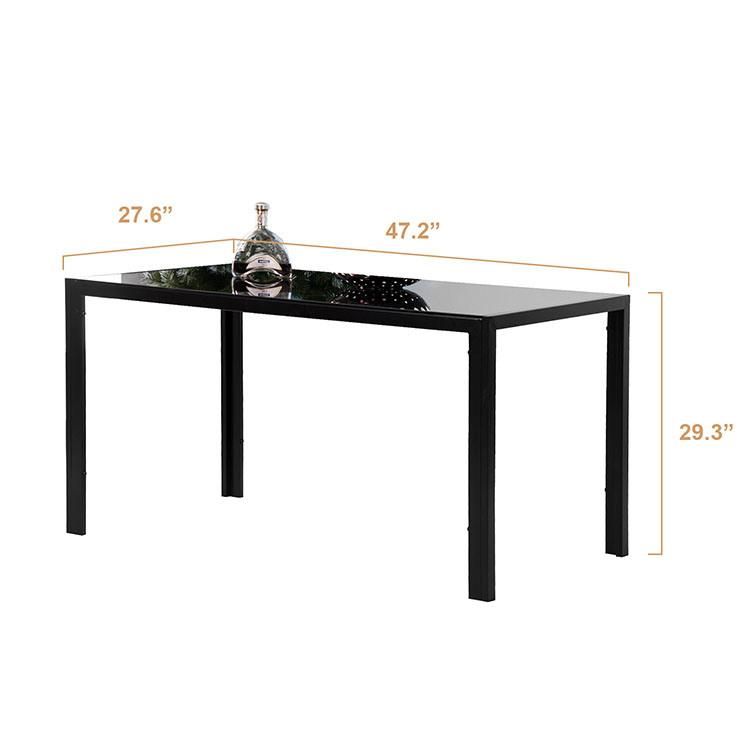 Black Glass Home Kitchen Furniture Leather Chairs Kitchen Furniture Dining Room Set Dining Table