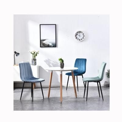 China Luxury Kitchen Chair Table and Chair Nordic Set Furniture Wholesale Custom Colors Velvet Chair with Black Metal Leg