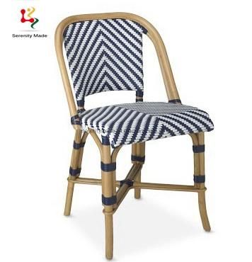 French Style Outdoor Furniture Aluminum Frame Rattan Stackable Dining Chairs