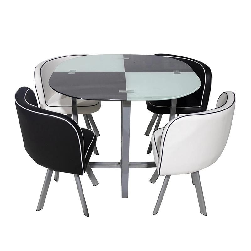 Modern Design Elegant Glass and Chrome Dining Table Chairs Set Made in China Factory