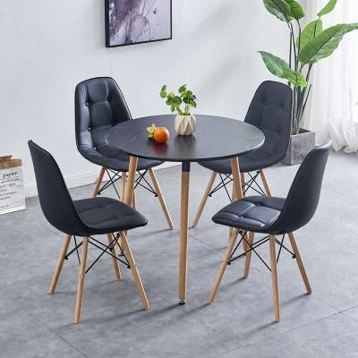 Nordic Restaurant PU Leather Upholstered Dining Chair with Solid Wood Legs