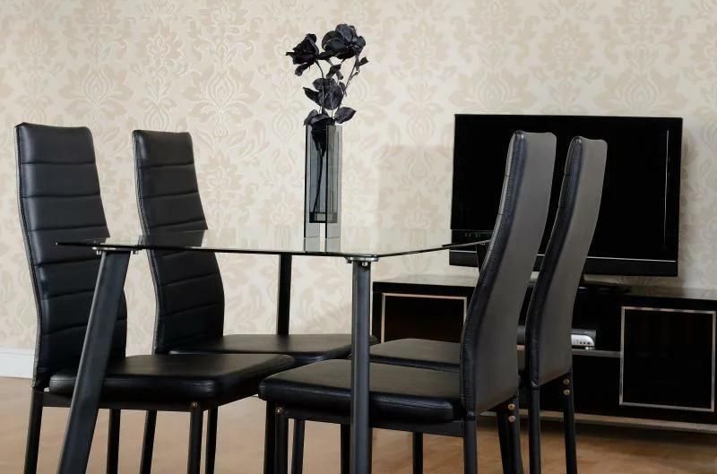 Iron Leg Dining Table Glass Top Dining Set for Kitchen