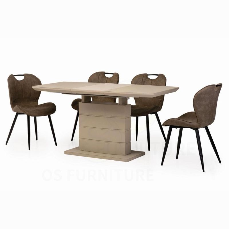 Modern Dining Tables and Chairs Set for Dining Room Tempered Glass Extending Square Dining Table Set 6 Chairs