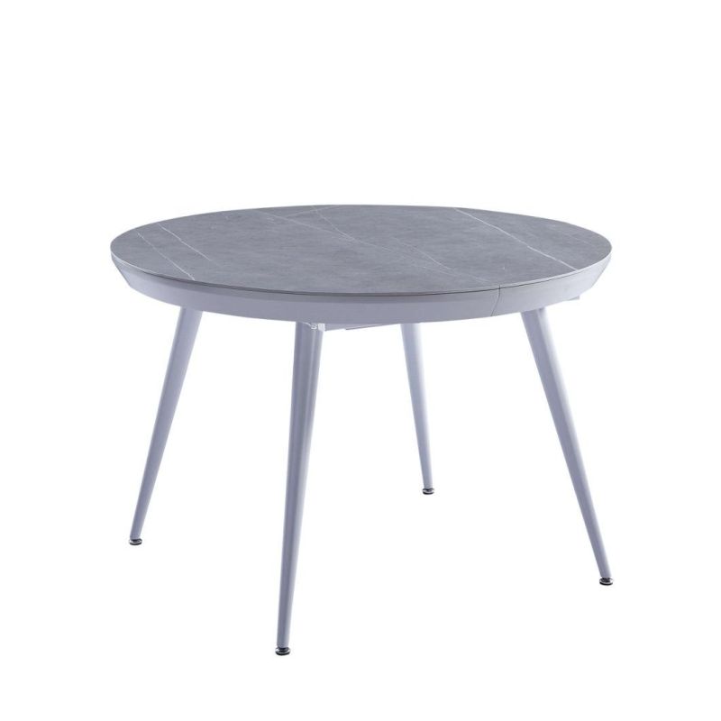 2021 New Design Ceramic Round Top Dining Table with Four Metal Legs