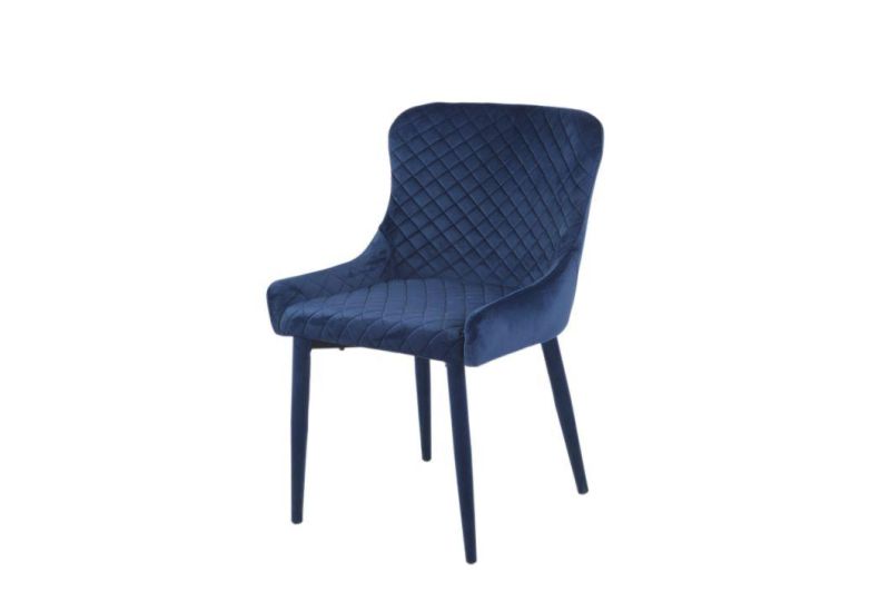 Top Quality Nordic Restaurant Velvet Upholstered Dining Chair with Metal Legs