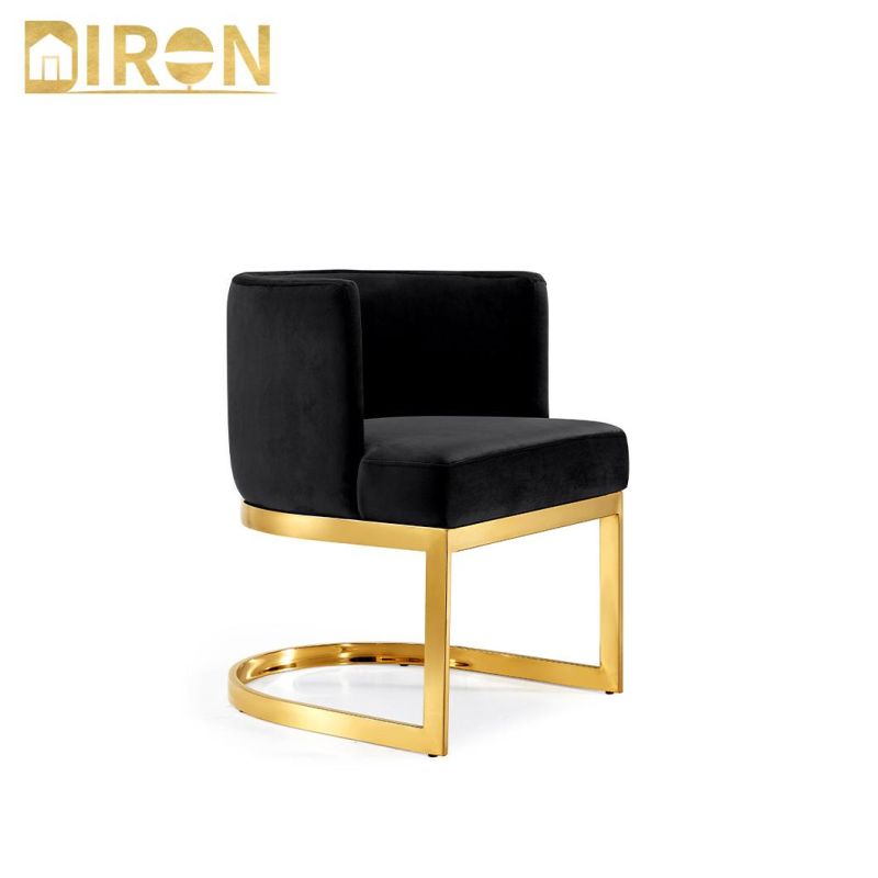 Factory Supply High Quality Golden Stainless Steel Frame Velvet Dining Chair