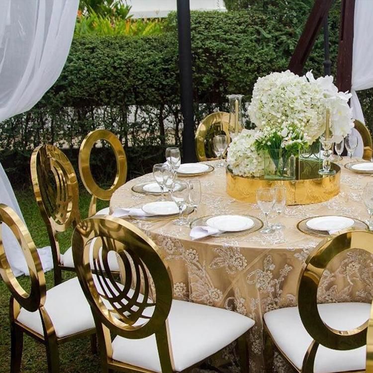 New Design Furniture Luxury Gold Wedding Carved Back Chairs