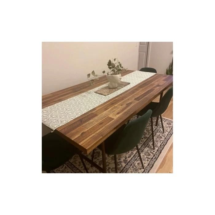 Wholesale Solid Wood Rustic Style Dining Table Solid Wooden Top Metal Leg Table Custom Nordic Industrial Style Solid Wood Kitchen Dining Table for Milk Shop