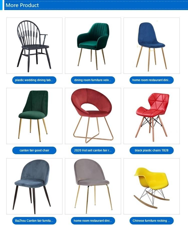 Custom Logo Furniture Chrome Steel Legs Velvet Dining Room Chair