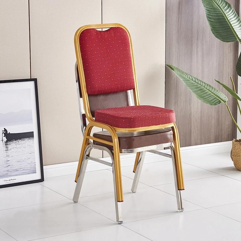 Fashion Hotel Hall Restaurant Dining Stackable Metal Armless Banquet Chair