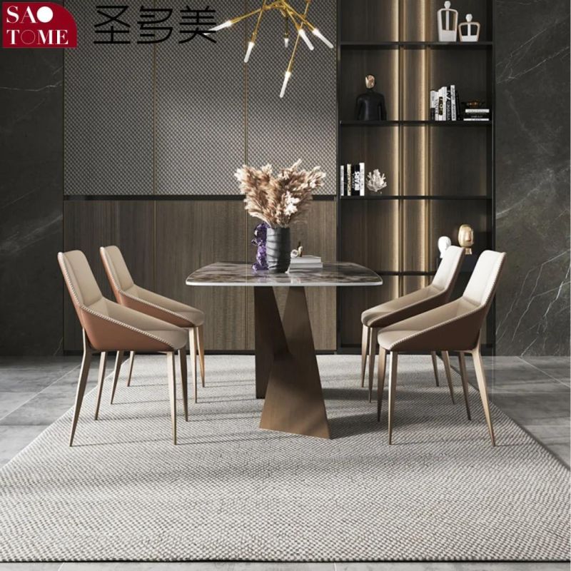 Modern High-Grade Rock Board Furniture Cross Base Dining Table