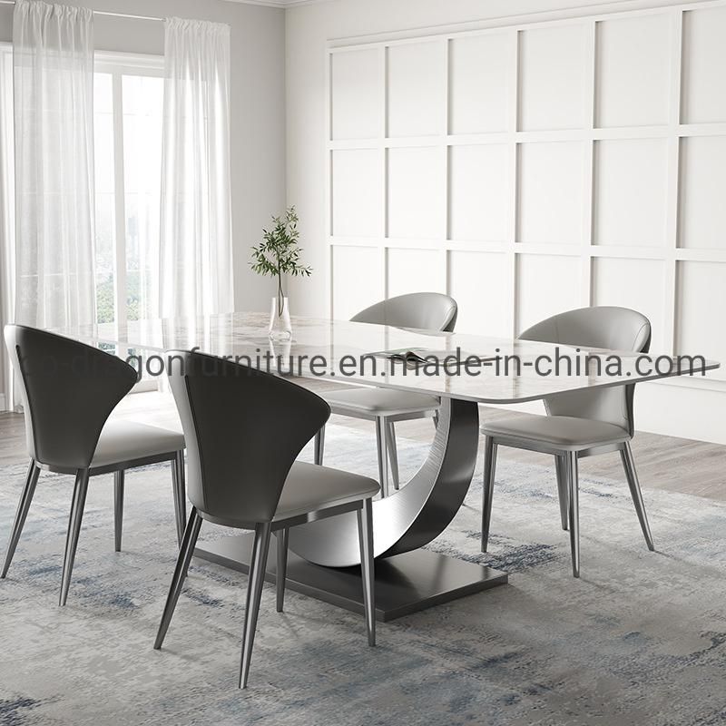 Fashion Steel Dining Table with Marble Top for Home Furniture