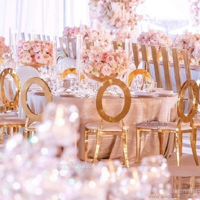 Luxury Gold Dining Stainless Steel Chair for Events Wedding Banquet Chair