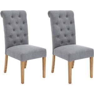 Cosmopolitan Grey Armless Chair with Diamond-Pattern Tufting