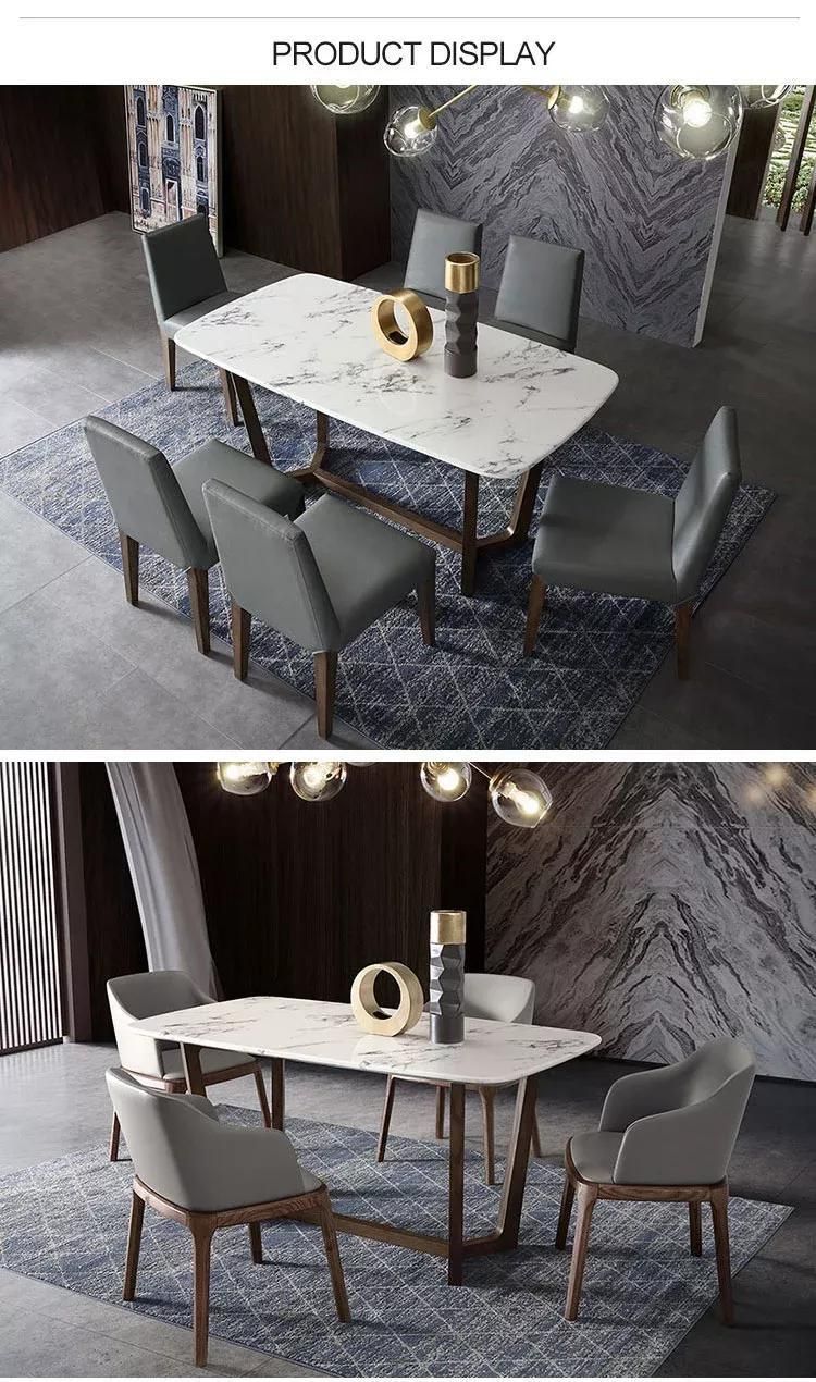 Linsy Wooden Marble Dining Table and Chair Set Dy1r