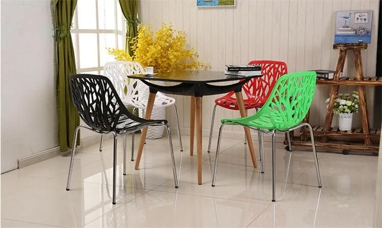 White Modern Dining Chair Seat Plastic Chair with Metal Legs High Quality Colorful PP Hot Sale Black Dining Room Furniture