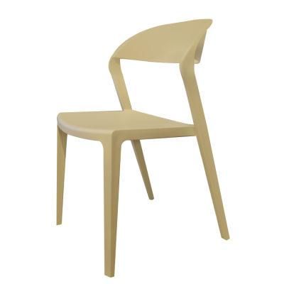 Wholesale Home Furniture Outdoor Leisure Stacking Dining Chairs Simple Design Khaki PP Plastic Dining Chair