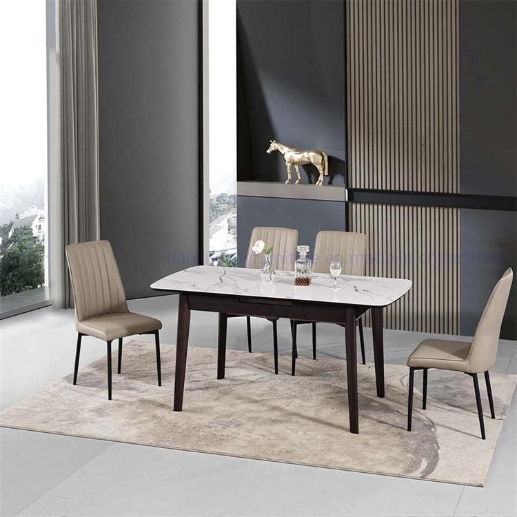 Furniture Marble Dining Table Set Restaurant Gold Metal Luxury Dining Table with 6 Chairs for Sale