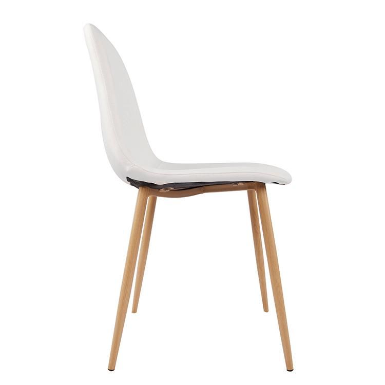 Modern Cheap Home Furniture Leisure Living Room White Fabric Wooden Color Leg Plating Dining Chair