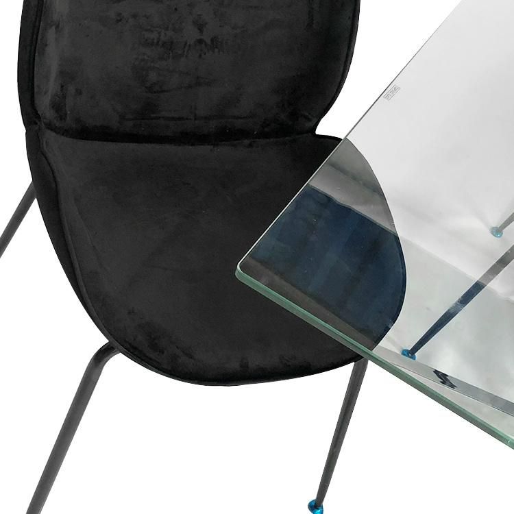 Tempered Glass Square Dining Table with Shiny Stainless Steel Legs