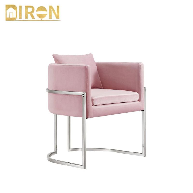 2021 Hot Sale Home Furniture Fabric Dining Chair with Stainless Steel in Chrome Color