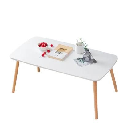 Rectangular White Coffee Table Painted Blister Top Rounded Corner Safe Bedroom Sitting Room Study Table