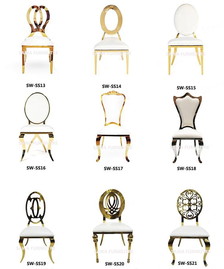 Wholesale Luxury Gold Round Back Stainless Steel Wedding Chair