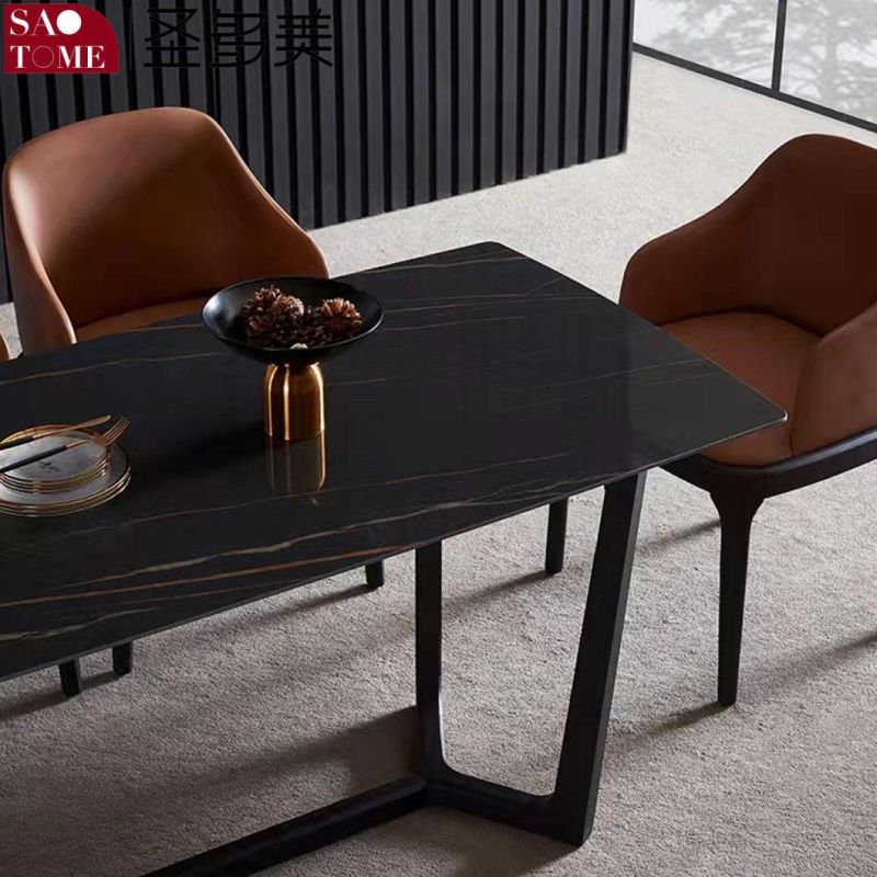 Modern Rock Board Furniture Carbon Steel V-Shaped Table