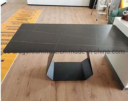 New Design Home Furniture Steel Dining Table with Marble Top