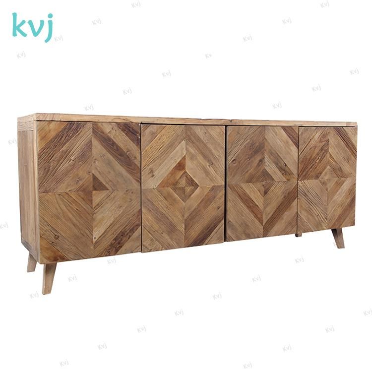 Kvj-7315 Wedding Buffet Reclaimed Solid Wood Natural Color Storage Cabinet