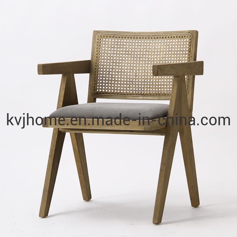 Kvj-6542b Antique Finish Aak Wood Pierre Jeanneret Chair Pj Dining Chair