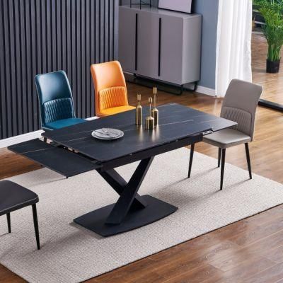 New Style Colorful Deformed Legs Dining Room Tile Top Dining Extendable Ceramic Table