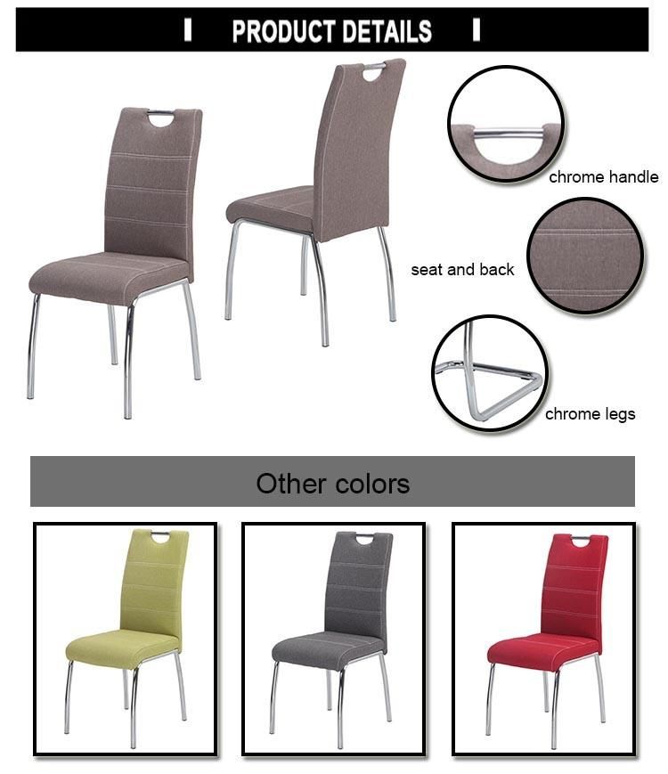 Hot Sale Fabric Chrome Metal Dining Chair