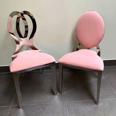 New Design Pink Modern Vinyl Stackable Chair Stainless Steel Banquet Chairs for Wedding Event