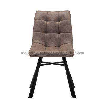 2021 New Design Living Room Furniture Wholesale Factory Home Furniture PU Fabric Steel Tube Leg Metal Dining Chairs