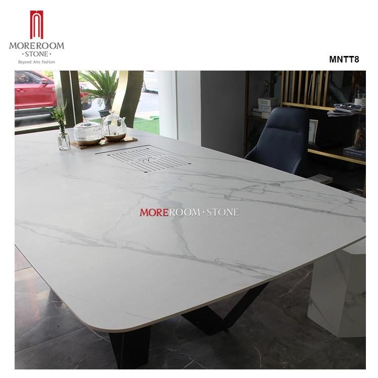 Wholesale Big Size Modern Dining White Marble Porcelain Slab Dining Room Table