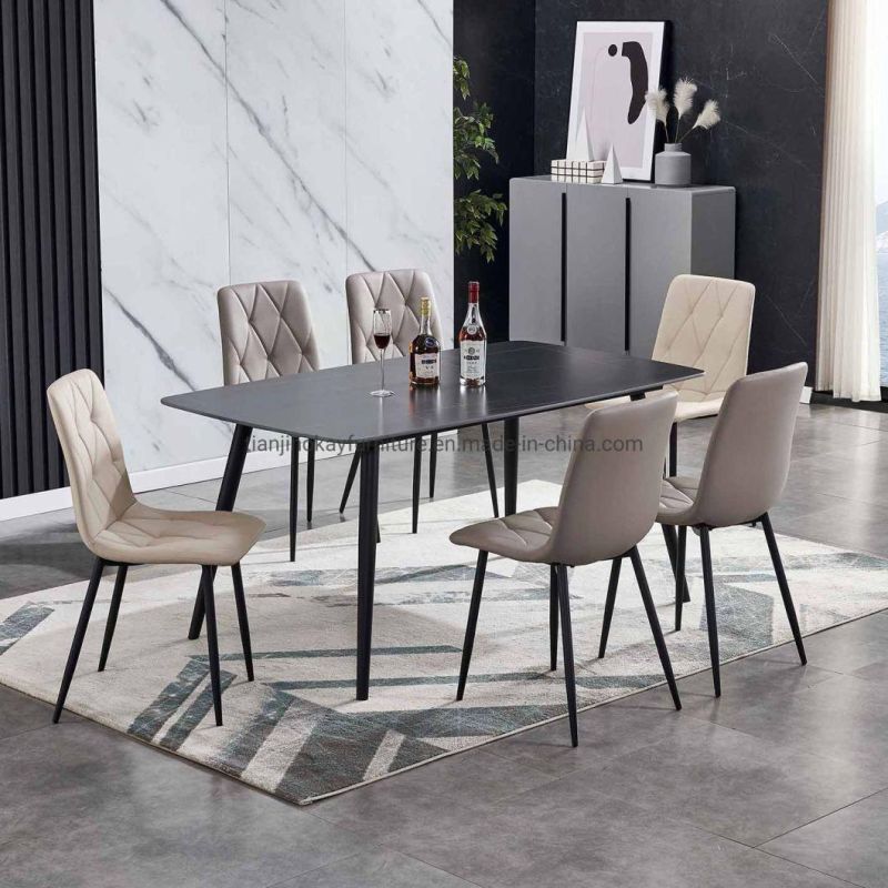 Hot Selling Furniture Restaurant Sintered Stone Marble Top Dining Table Rectangular Dining Table Ceramic Top Dining Table