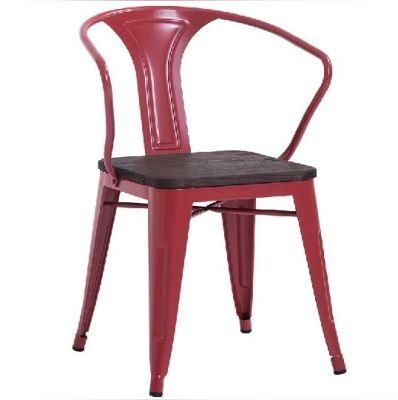 Modern Style Rustic Metal Stackable Chair Metal Dining Chair Industrial Dining Chair with Wood Seat