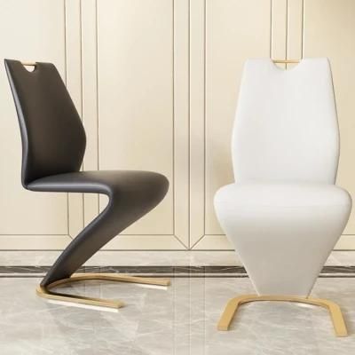 Z Shape Luxury Style Dining Chairs with Stable Metallic Legs